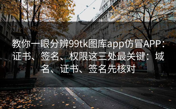 教你一眼分辨99tk图库app仿冒APP：证书、签名、权限这三处最关键：域名、证书、签名先核对